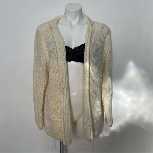 Sideffects California Ivory vintage Open Texture Long Cardigan - Picture 2 of 9